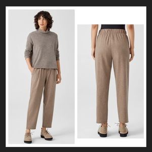 Eileen Fisher Soft Wool Flannel Pleated Tapered Pant